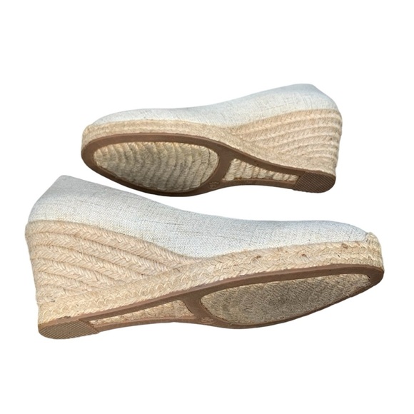 J. Crew Seville natural/metallic gold espadrille wedge jute heel. EUC Size 9.5 - Picture 10 of 10